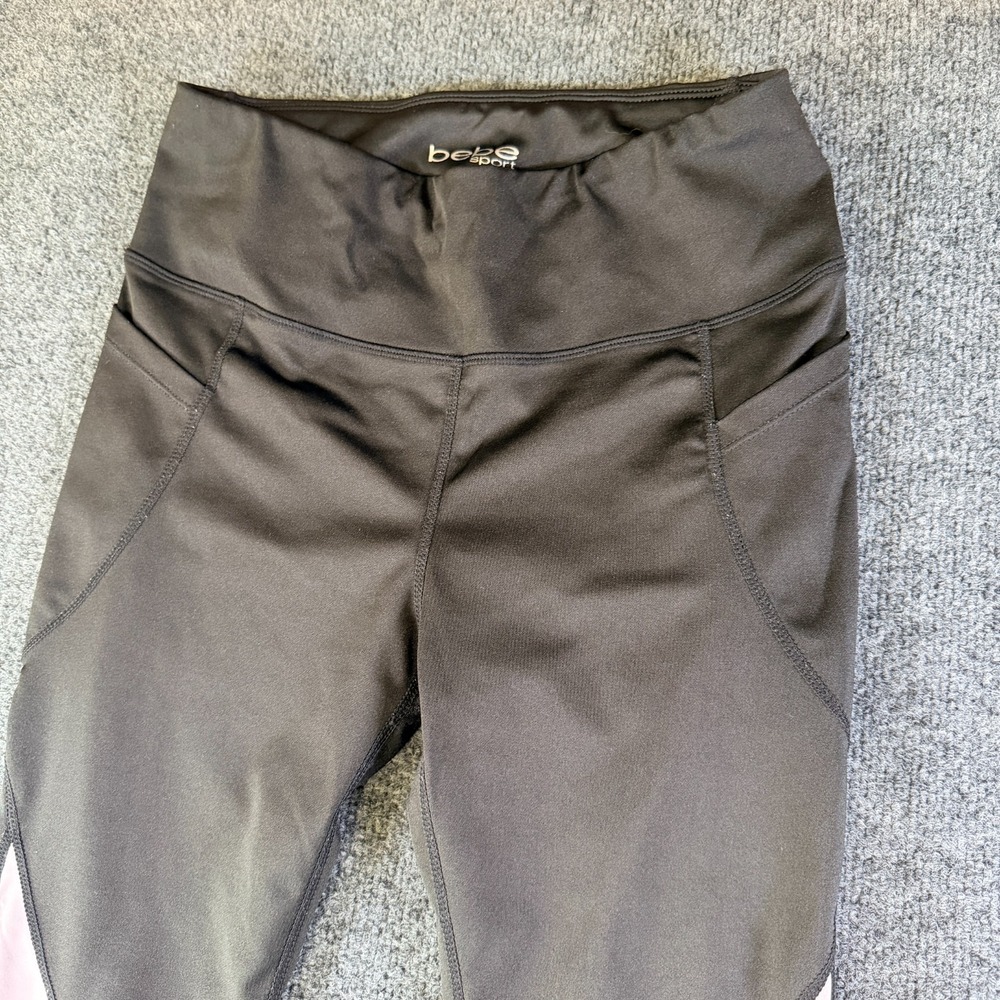 Bebe Sport Leggings Womens Medium Black Colorblock Stretch Performance Running